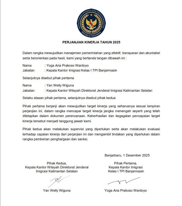PERJANJIAN KINERJA TAHUN 2025